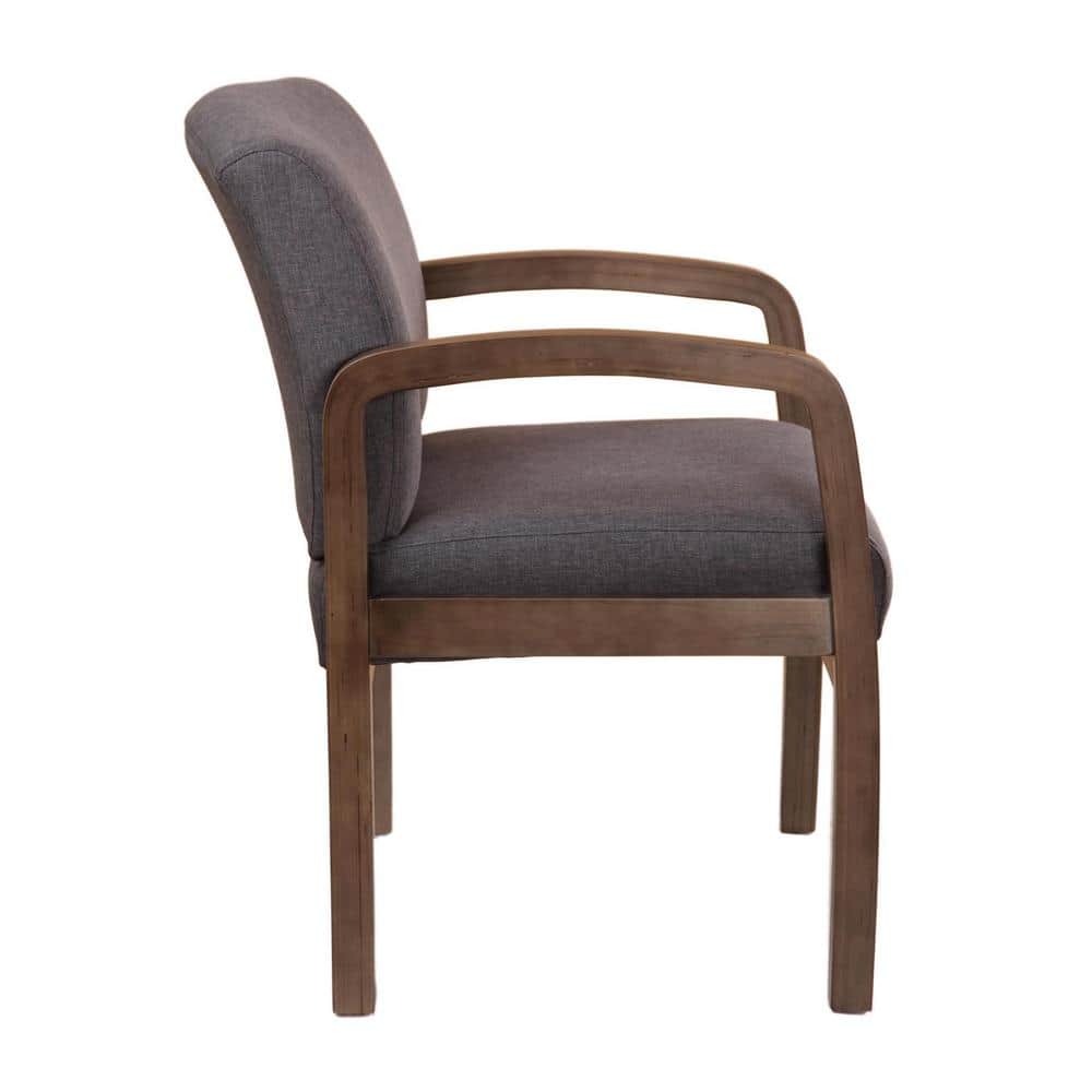 Slate Grey Driftwood Base Guest Chair in Commercial Linen