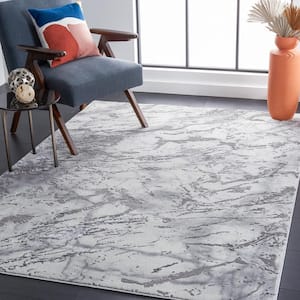 Craft Light Gray/Gray Doormat 3 ft. x 5 ft. Abstract Marble Area Rug
