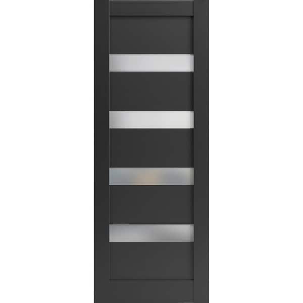 28 in. x 80 in. Solid MDF Frosted Glass Black Matte Interior Door Slab