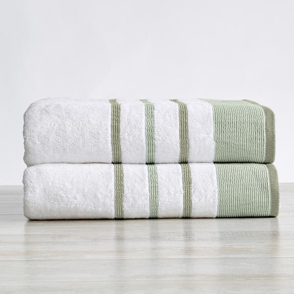 Desert Sage Green/Moss Green Premium Cotton 2-Pack Decorative Bath Sheet Set
