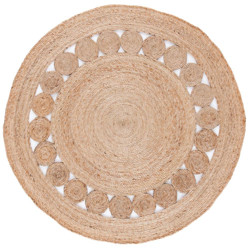 Hand-Knotted Soft Jute 8' Round Area Rug with Non-Slip Backing