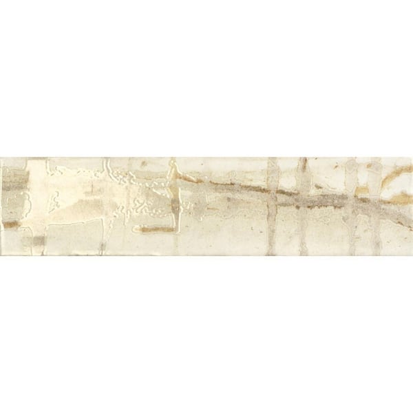 Homage Washington White/Brown/Gray 3 in. x 12 in. Textured Look Porcelain Subway Wall Tile Sample