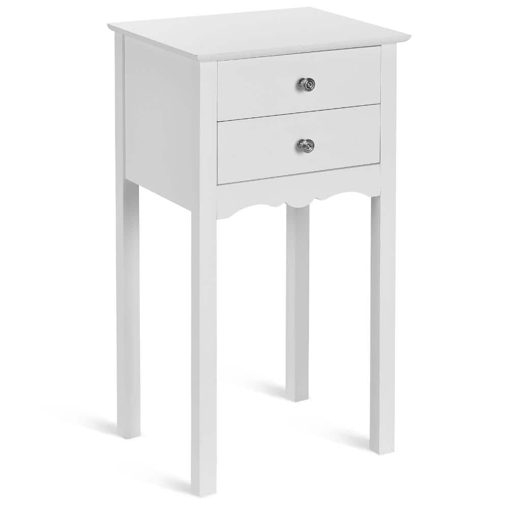 Side Table End Accent Table with 2 Drawers-White price history on PriceWatchPro