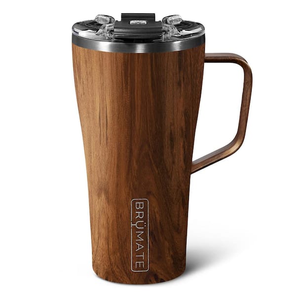 22 oz. Walnut Brown Stainless Steel 100% Leak Proof Insulated Coffee Travel Mug Double Walled Handle Lid