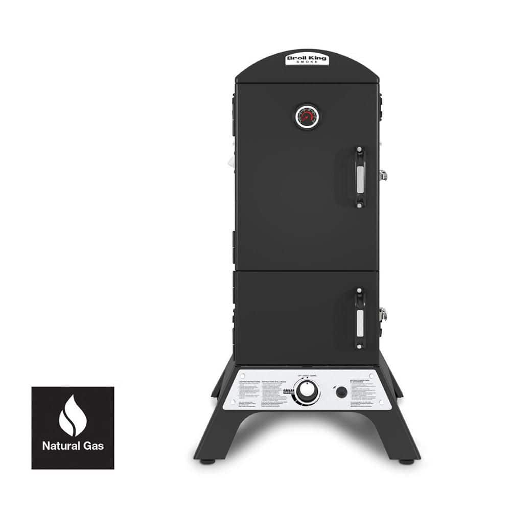 Smoke Vertical Grill Cabinet 1-Burner Natural Gas Smoker in Black
