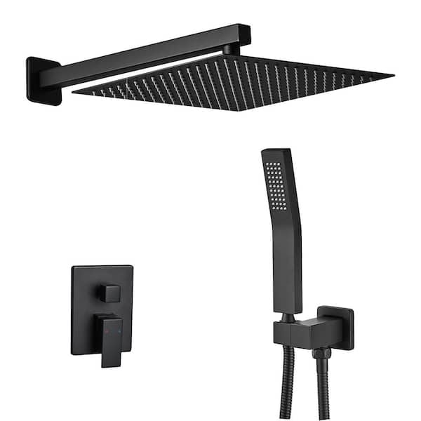 Single Handle 1 -Spray Shower Faucet 1.8 GPM with Pressure Balance, Anti Scald in Matte Black