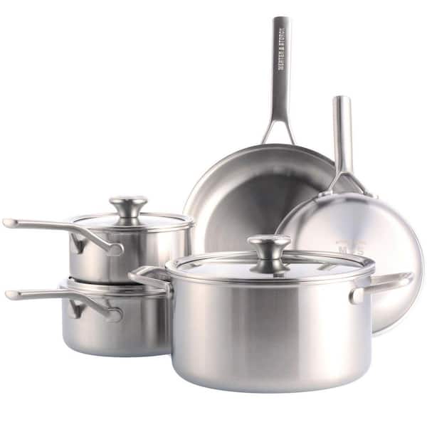 Merten & Storck Tri-Ply Stainless Steel Induction 8 Piece Cookware Pots and Pans  Set CC005048-001 - The Home Depot