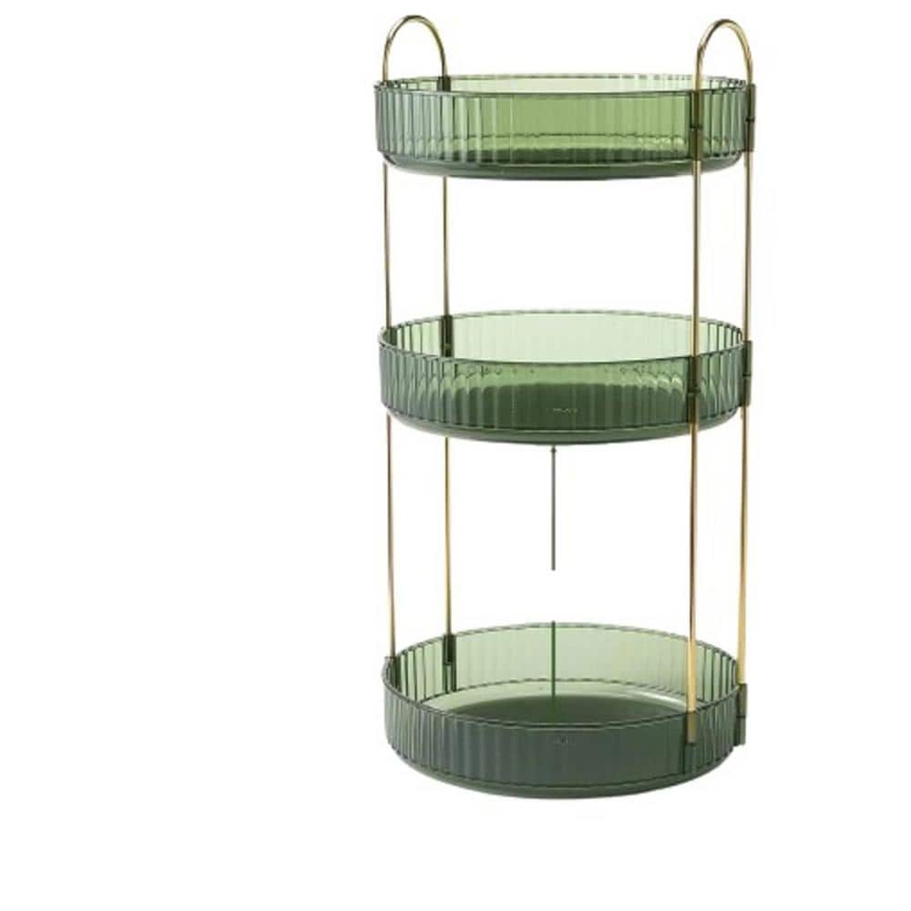 3-Tier Round Freestanding Acrylic Rotating Makeup Organizer for Vanity Coun