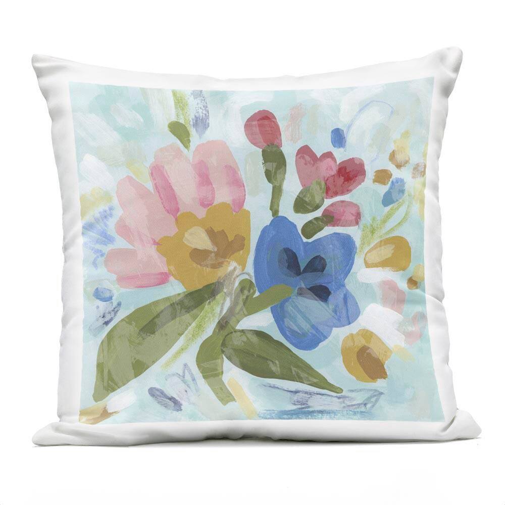 Stylish Pop Flowers Blue Square Outdoor Throw Pillow price history on PriceWatchPro