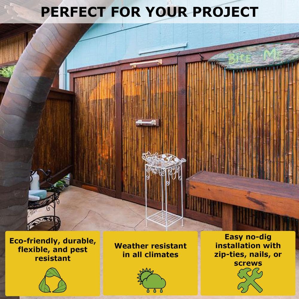 Caramel Brown Bamboo Fence Panel, 4' x 8'