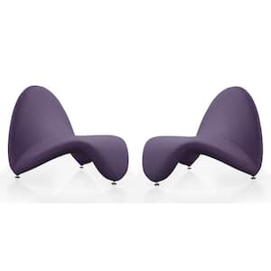 MoMa Purple Wool Blend Accent Chair (Set of 2)