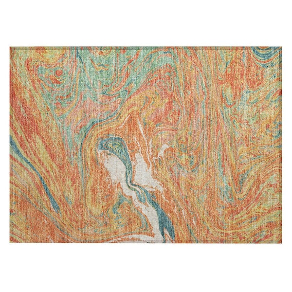 Chantille Machine Washable Indoor/Outdoor Abstract ACN1061 Orange 1 ft. 8 in. x 2 ft. 6 in. Area Rug