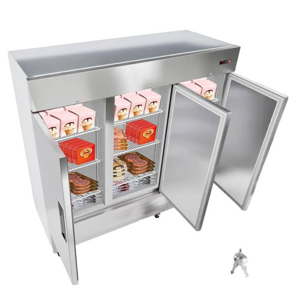 69 cu.ft. Commercial Stainless Steel Upright Freezer 32.2 in.W 3-Doors Auto-Defrost 12-Adjustable Shelves ETL Silver