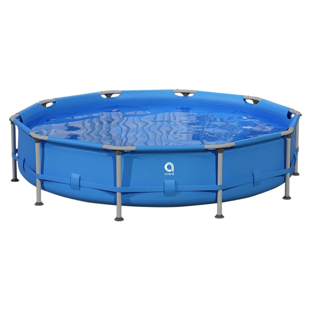 AVENLI 12 ft. Round 30 in. Outdoor Above Ground Swimming Metal Frame ...