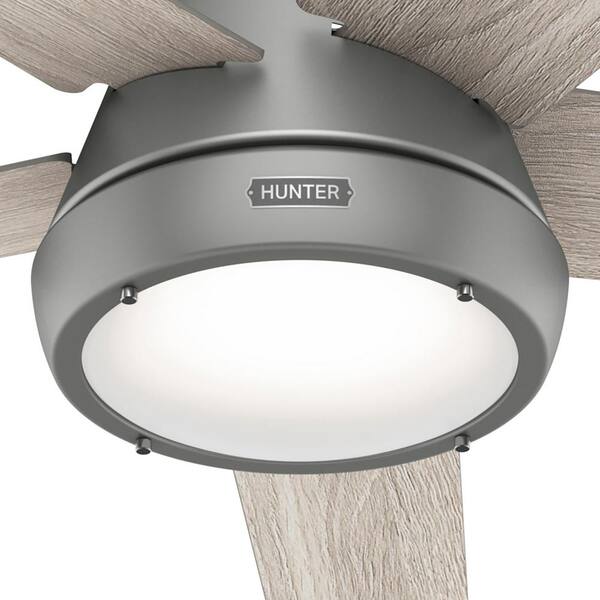 Hunter - Burroughs 52 in. Indoor Matte Silver Ceiling Fan with Light Kit and Remote Included