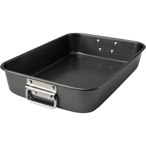 Nonstick Carbon Steel Lasagna Pan Deep Roasting Dish Oven Safe 15x10x3 Inch Black for Cake Brownie with Handles