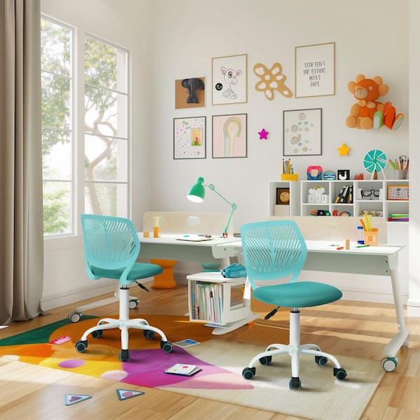 Homy Casa CARNAT Kid's Gaming and Student Swivel Task Chair Ergonomic Adjustable Height Writing Chair in Green with Breath Back