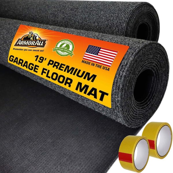 7 ft. 6 in. W x 19 ft. L (Combined Size) Charcoal Grey Commercial/Residential Polyester Garage Flooring Rolls