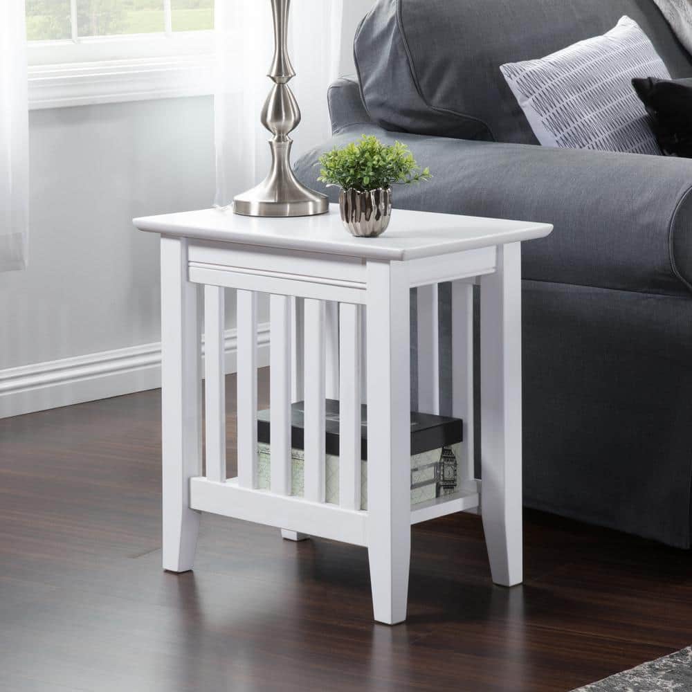 White Mission Style Hardwood Chair Side Table