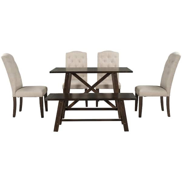 Utopia 4niture Olivia 6 Piece Dining, Round Dining Table Set With Upholstered Chairs