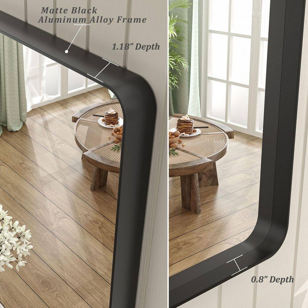 60x28 Matte Black Aluminum Framed Rectangular Vanity Mirror