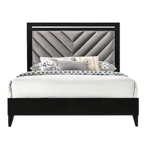 Chelsie Gray Fabric and Black Queen Platform Bed