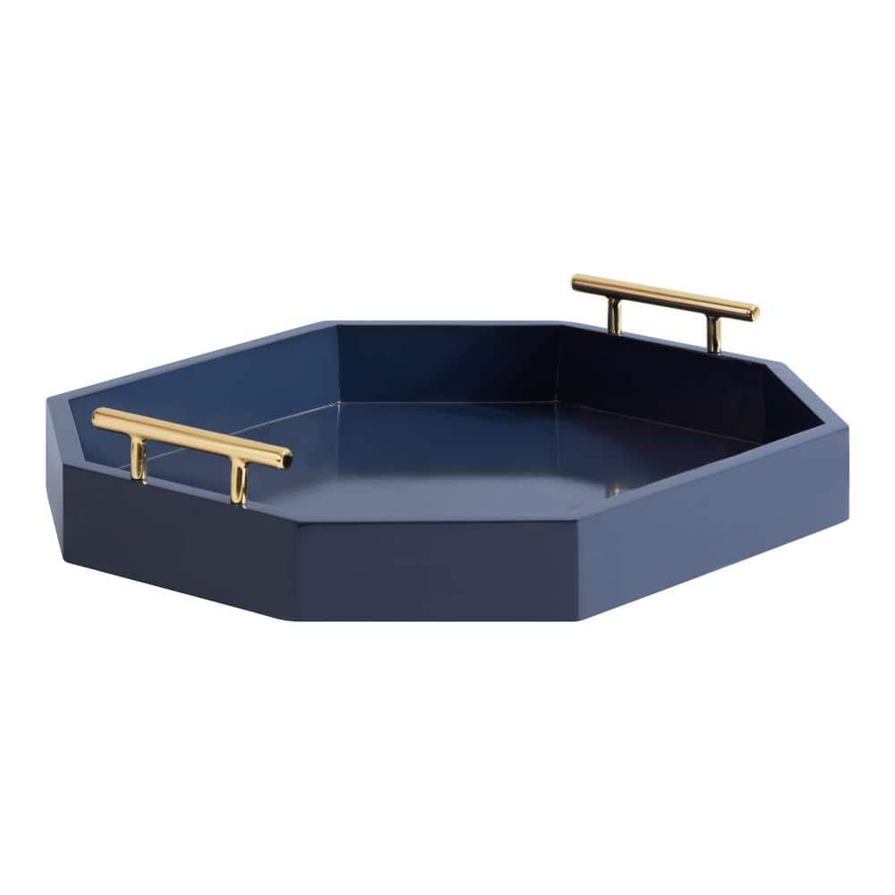 Kate and Laurel Lipton 18.00 in. W Octagon Navy Blue Wood Decorative ...