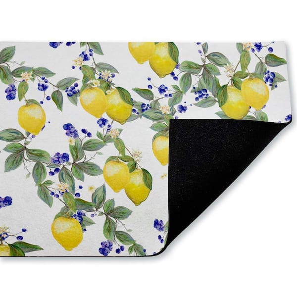 Lemony Vine Pattern Green 18 in. x 30 in. Polyester Non-Slip Outdoor Door Mat