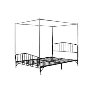 Black Metal Frame Queen Canopy Bed Anti-Noise