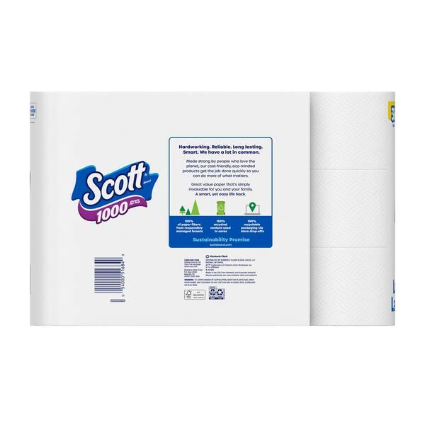 Scott 1000 Toilet Paper – 36 Mega Rolls, 1000 Sheets Per Roll – 1-Ply, White