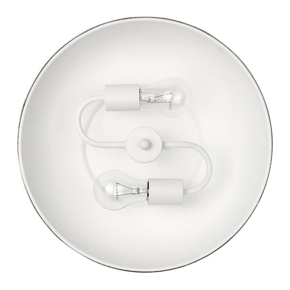 Kinsley Aged Galvanized Steel and Antique Black Iron 2-Light Flush Mount