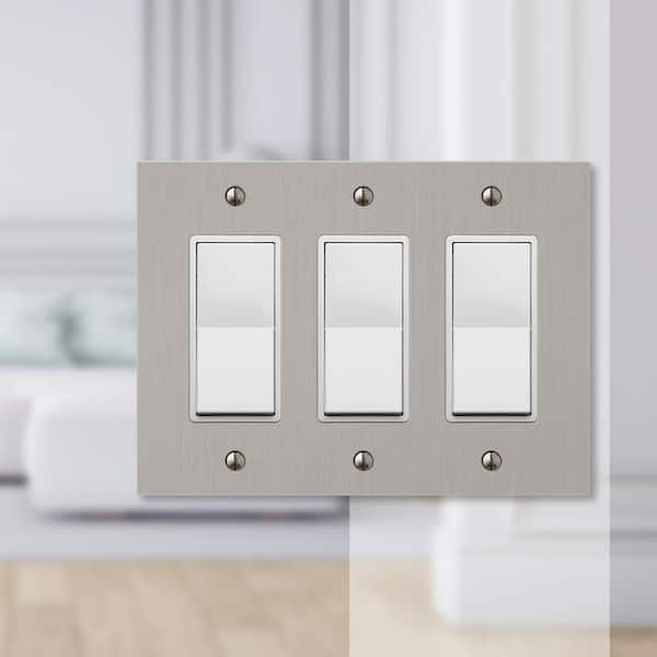 Barnard 3 Gang Rocker Metal Wall Plate - Brushed Nickel