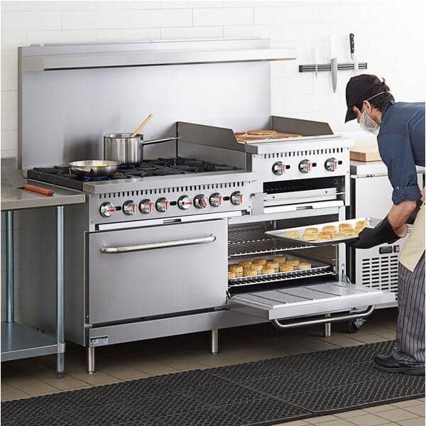 Cooler Depot 60 in. W 6 Burner Commercial Double Oven GAS Range and Griddle and Broiler in. Stainless Steel, Silver