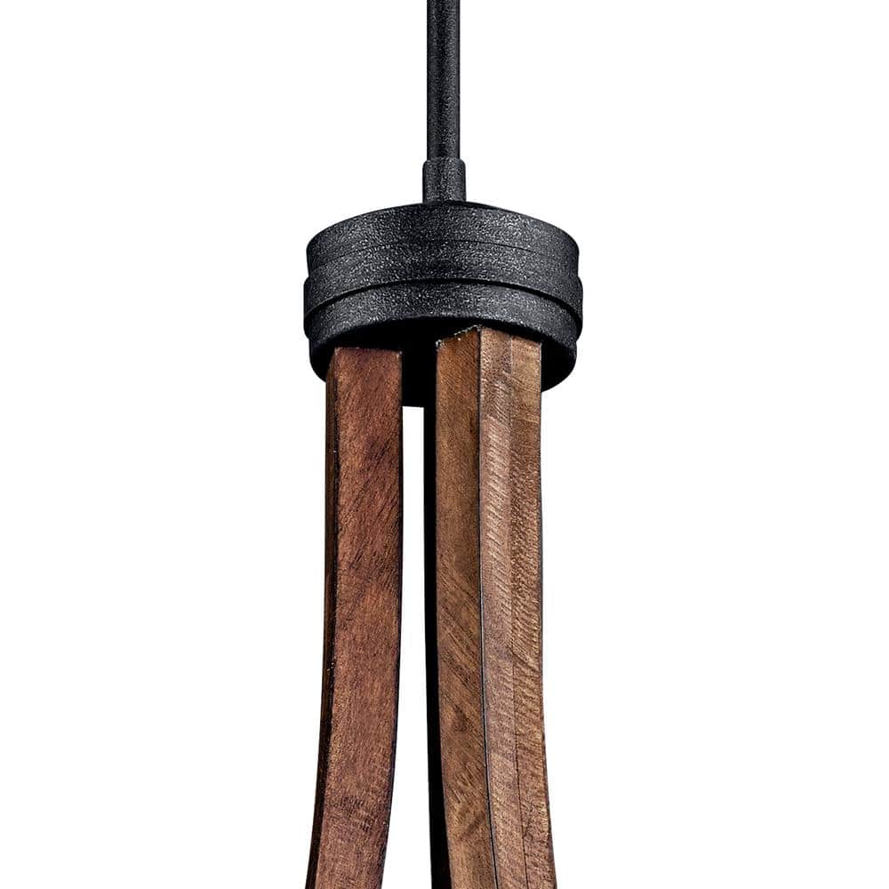 Elegant Midnight Oak 6-Light Chandelier with Antique Glass Accents