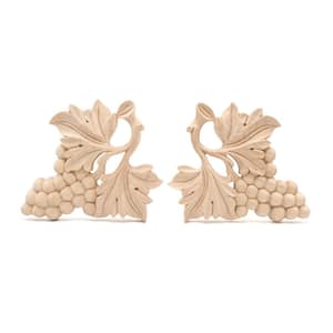 5/8 in. x 4-7/8 in. x 5-3/8 in. Unfinished Hand Carved Hard Maple Wood Grapes Applique and Onlay Moulding (2-Pack)