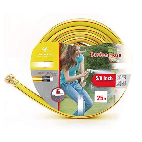 Worth Garden 5 8 In Dia X 25 Ft Standard 3 Star Yellow Hose H153a07 The Home Depot Star Yellow Garden Hose, 25 Ft Garden Hose Home Depot