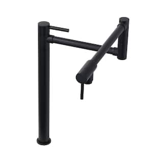 Deck Mounted Pot Filler Faucet with Double Handle in Matte Black