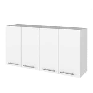 47.2 in. W x 13.1 in. D x 23.6 in. H White Wood Assembled Wall Kitchen Cabinet with Shelves and Four Doors
