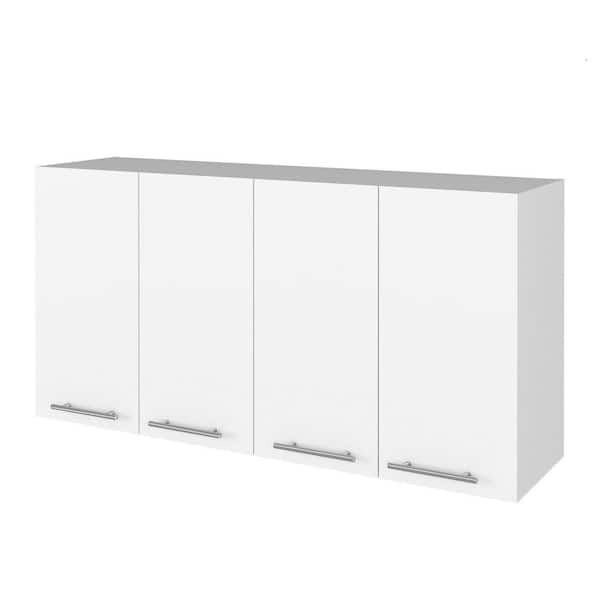 Amucolo 47.2 in. W x 13.1 in. D x 23.6 in. H White Wood Assembled Wall Kitchen Cabinet with Shelves and Four Doors