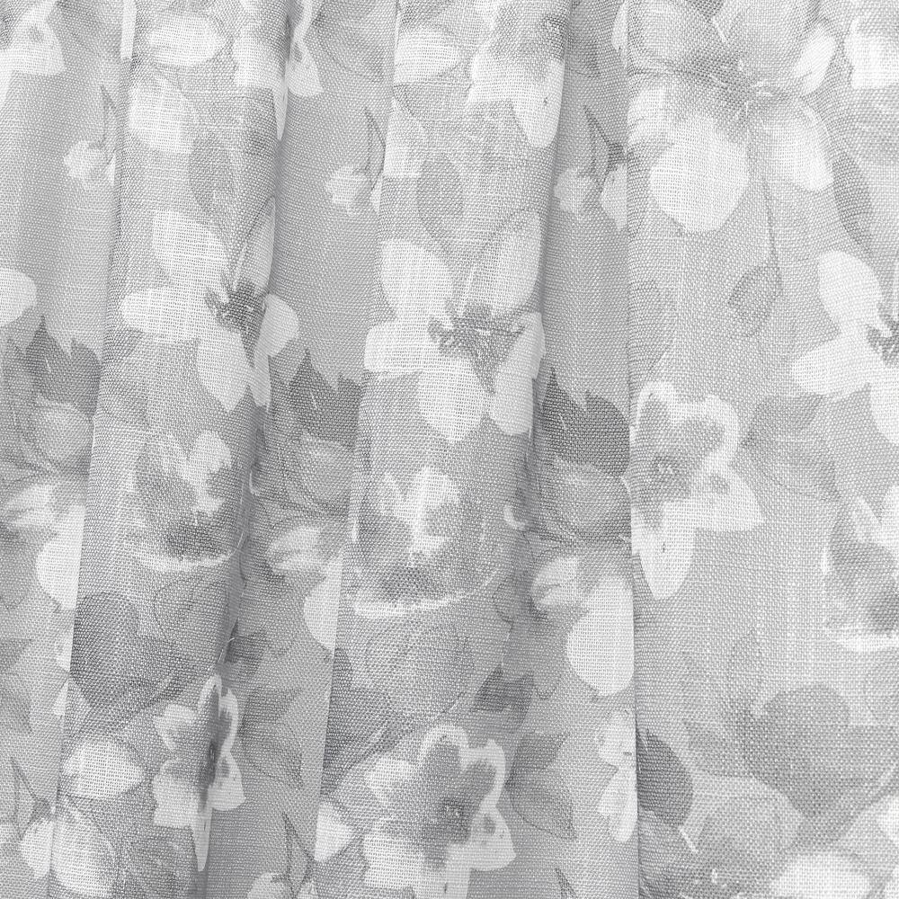 Gray Floral Light Filtering Sheer Rod Pocket Curtain Panels, 54" x 84" Set of 2