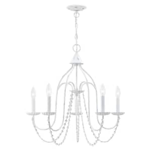 Marlowe 5-Light Antique White Chandelier with Clear Crystals