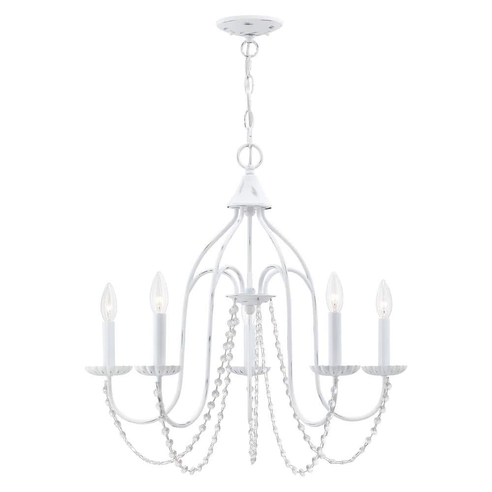 Livex Lighting Alessia 5 Light Antique White Chandelier 40795-60 - The Home  Depot