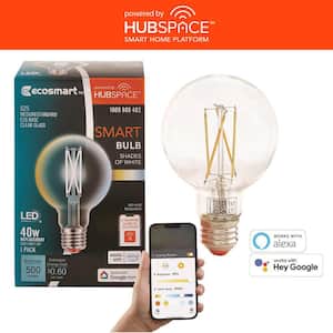 40-Watt Equivalent Smart G25 Clear Tunable White CEC LED Light Bulb with Voice Control (1-Bulb) Powered by Hubspace