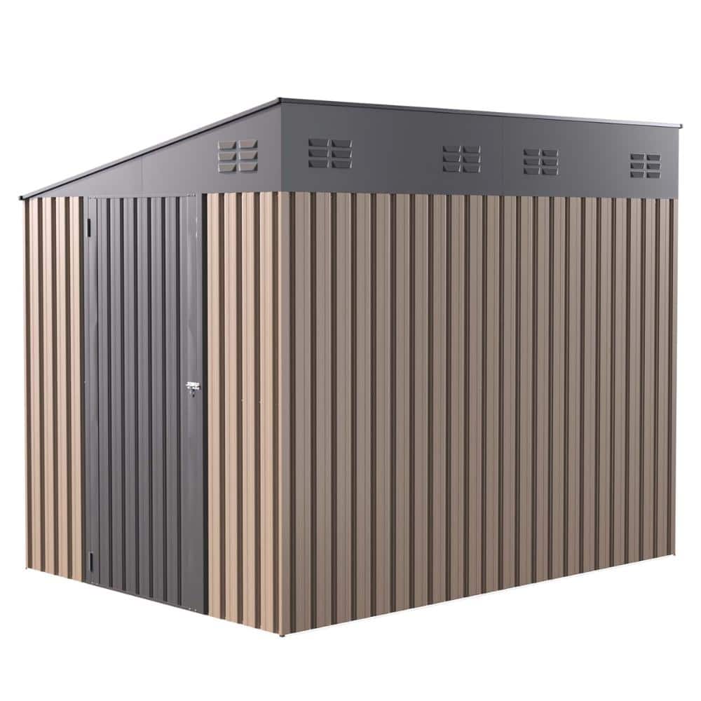 8 ft. W x 6 ft. Brown Metal Shed with a Sloped Roof, Lockable Door for Garden price history on PriceWatchPro