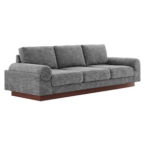 Oasis 102.5 in. Round Arms Polyester Rectangle Sofa in. Gray