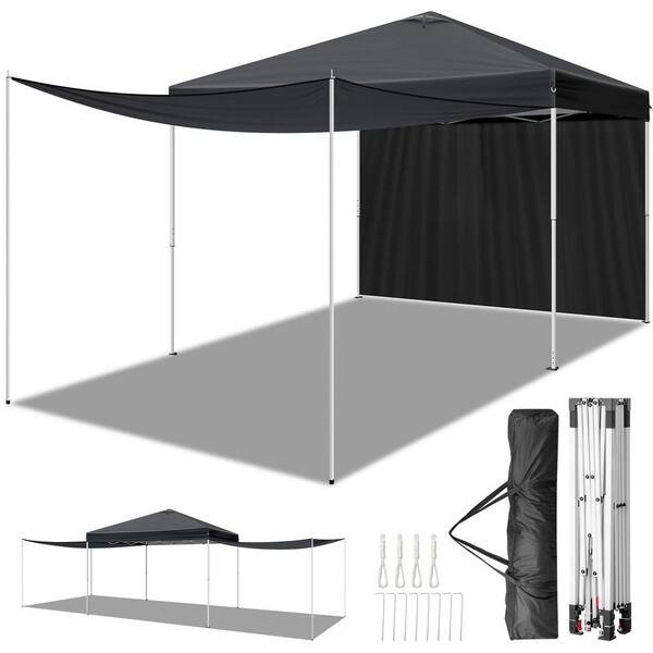 10 ft. x 10 ft. Pop Up Canopy Tent with 2 Sidewalls, Instant Tent, Waterproof Sun Shelf, Carry Bag