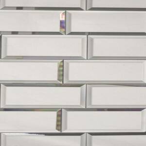 Reflections Beveled Silver 3 in. x 12 in. Peel & Stick Glass Mirror Decor Subway Tile (11 sq. ft./case)