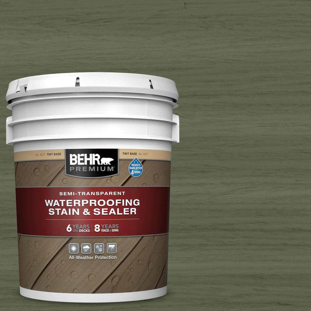 BEHR PREMIUM 5 gal. #ST-138 Sagebrush Green Semi-Transparent Waterproofing  Exterior Wood Stain and Sealer 507705 - The Home Depot