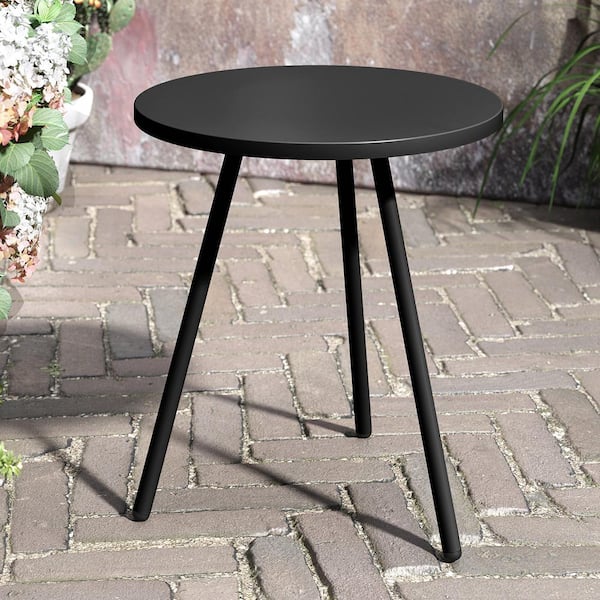 Crestlive Products 1-Piece Metal Round Side Table in Black