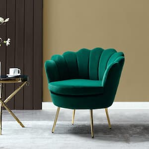 Fidelia Green Velvet Barrel Chair (Set of 1)